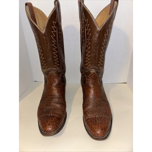 Tony Lama Boots Mens Sz 9.D Brown Leather Western Cowboy Boots Style  H 4937 - Picture 1 of 10